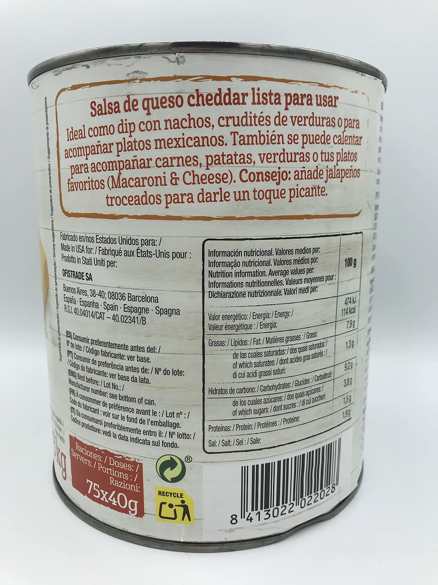SAWORS - Queso Cheddar Líquido, Nacho Cheddar, Salsa de Queso, Salsa Cheese Nacho Dip, Salsa Cheddar con toque Jalapeño, Lata - 3Kg