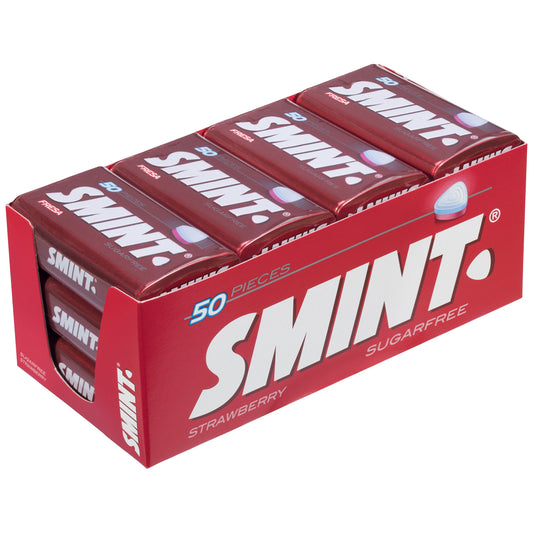 Smint Tin Fresa, Caramelo Comprimido Sin Azúcar - 12 unidades de 35 gr. (Total 420 gr.)